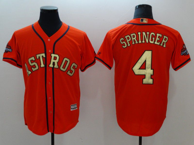 Men Houston Astros #4 Springer Orange Game Champion Edition MLB Jerseys->->MLB Jersey